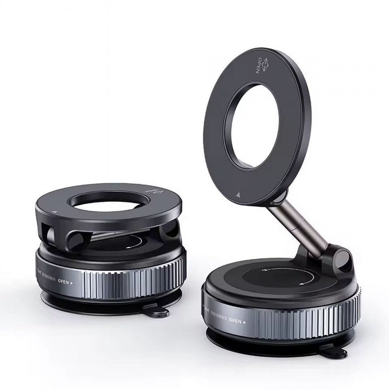 Magnetic Car Phone Holder, Adjustable Vacuum Mount, Foldable Design for Car, Desk, Bathroom