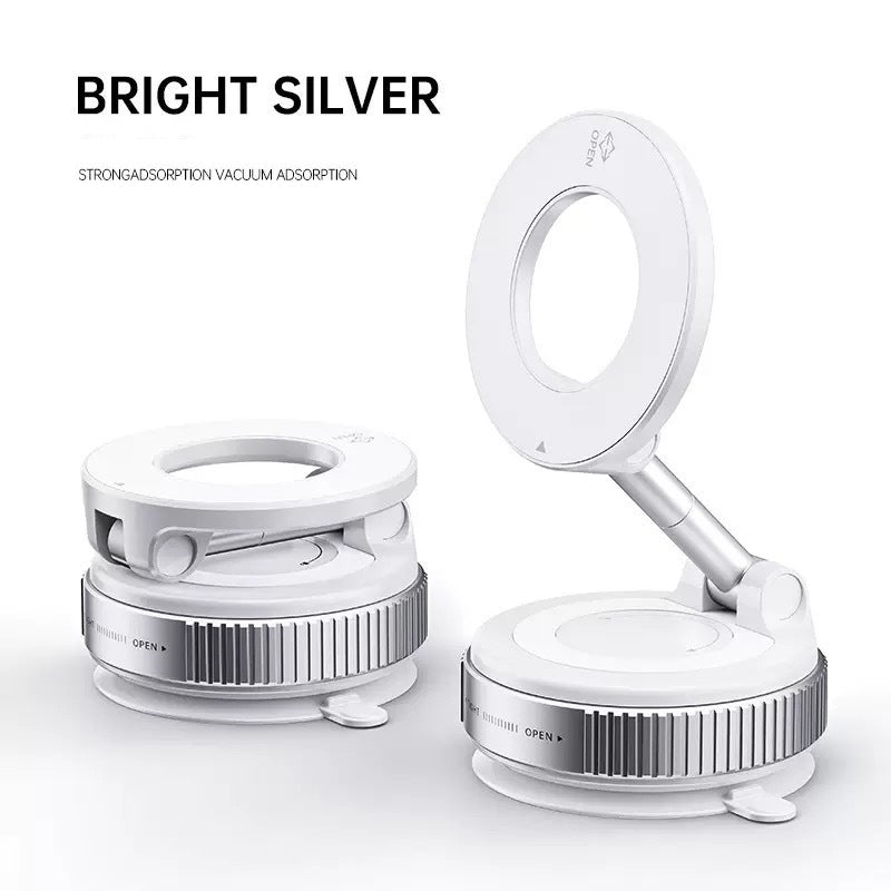 Magnetic Car Phone Holder, Adjustable Vacuum Mount, Foldable Design for Car, Desk, Bathroom