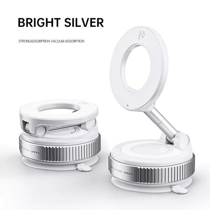 Magnetic Car Phone Holder, Adjustable Vacuum Mount, Foldable Design for Car, Desk, Bathroom