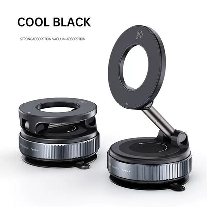 Magnetic Car Phone Holder, Adjustable Vacuum Mount, Foldable Design for Car, Desk, Bathroom