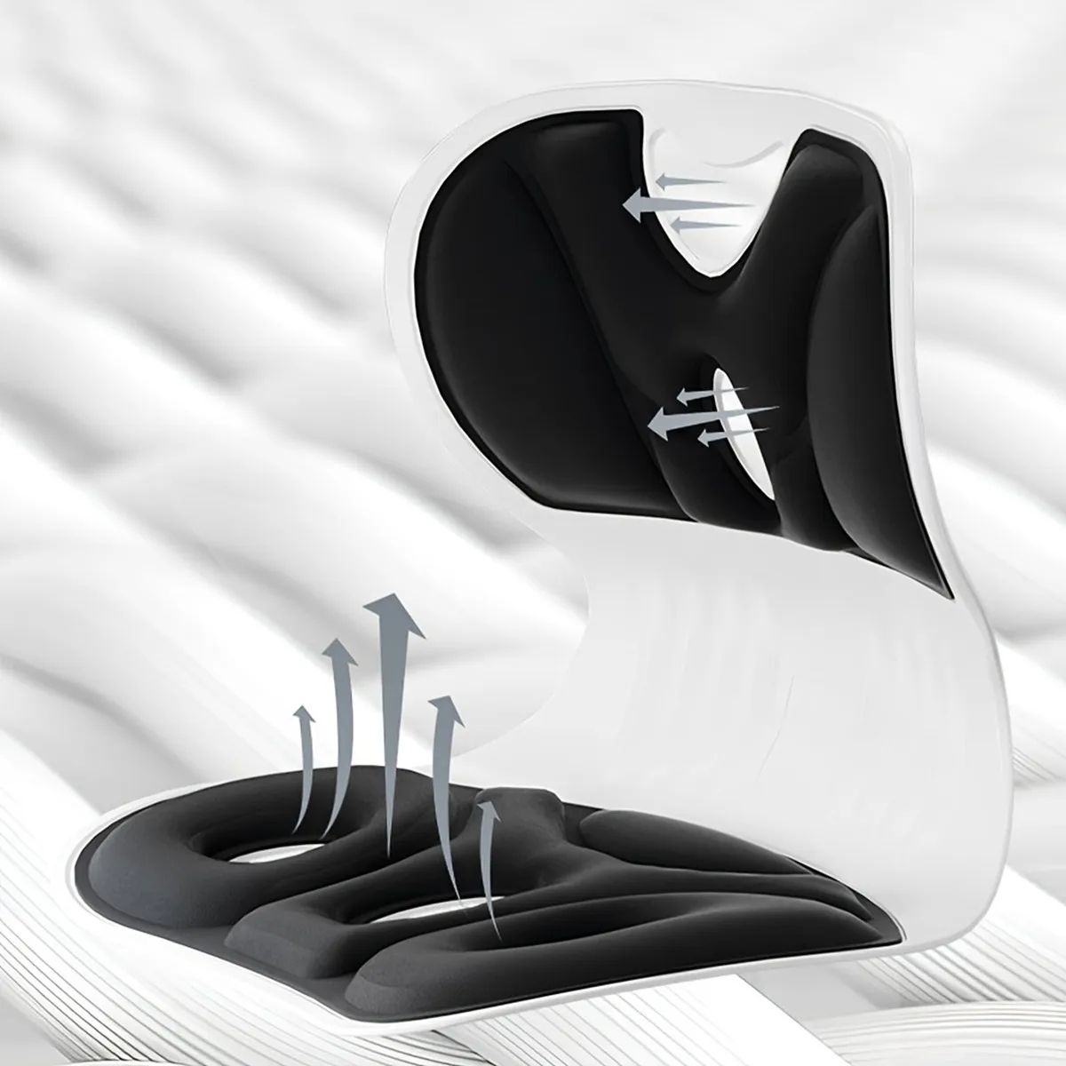 Ergonomic Lumbar Support Cushion - Foldable Office Chair Back Support for Better Sitting Posture & Lower Back Comfort