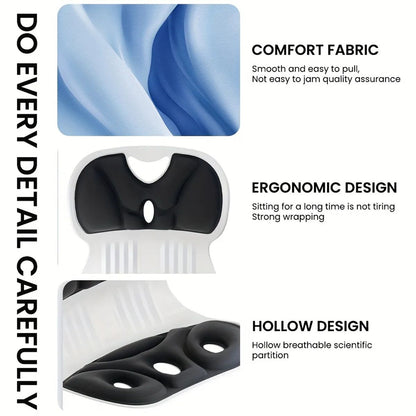 Ergonomic Lumbar Support Cushion - Foldable Office Chair Back Support for Better Sitting Posture & Lower Back Comfort