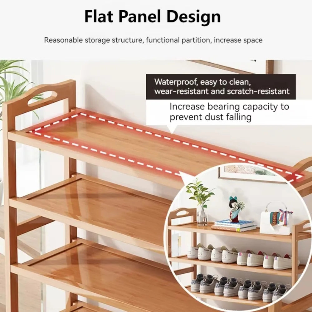 Multifunctional Bamboo Shoe Rack, Large Capacity Storage Rack, Modern Dustproof Shoe Cabinet, Entrance Shoe Organizer