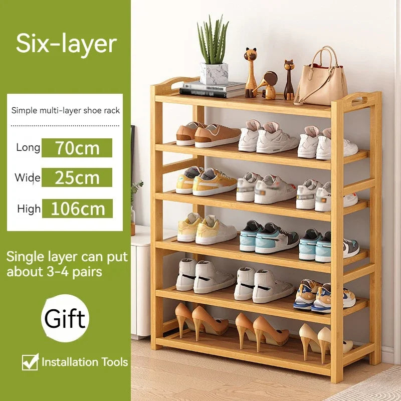 Multifunctional Bamboo Shoe Rack, Large Capacity Storage Rack, Modern Dustproof Shoe Cabinet, Entrance Shoe Organizer