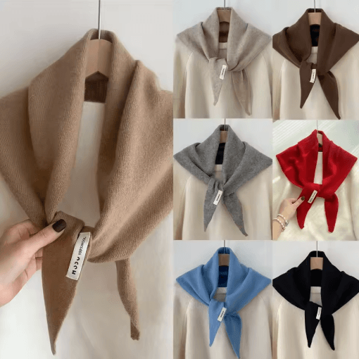 Womens Wool Triangle Scarf British Knitted Sweater Shawl Soft and Warm Accessory