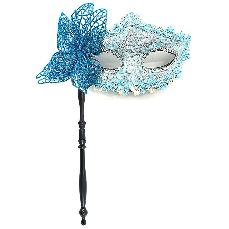 Venetian Half Face Masquerade Mask with Holding Stick