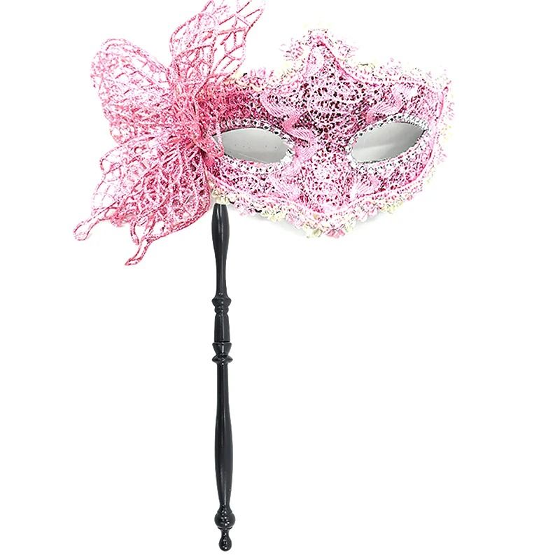 Venetian Half Face Masquerade Mask with Holding Stick