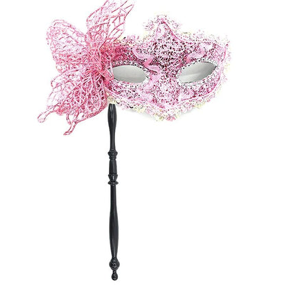 Venetian Half Face Masquerade Mask with Holding Stick