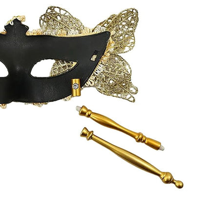 Venetian Half Face Masquerade Mask with Holding Stick