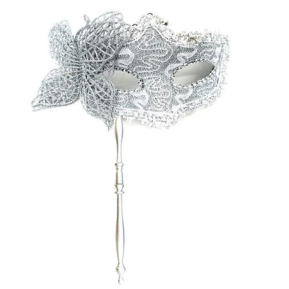 Venetian Half Face Masquerade Mask with Holding Stick