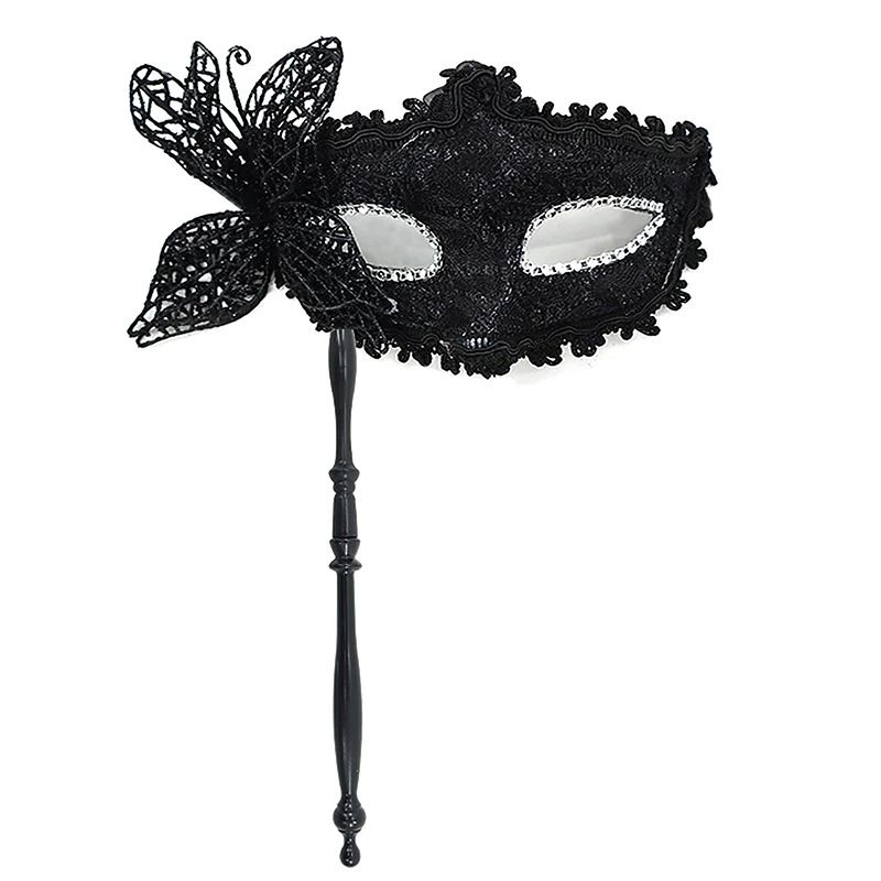 Venetian Half Face Masquerade Mask with Holding Stick