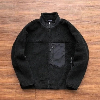 Unisex Polar Fleece Windproof Motorcycle Jacket Double Sided Winter Riding Outerwear