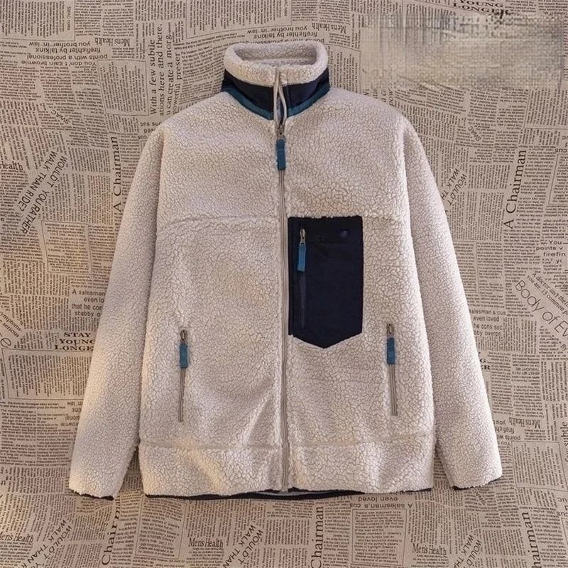 Unisex Polar Fleece Windproof Motorcycle Jacket Double Sided Winter Riding Outerwear