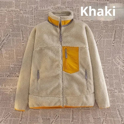 Unisex Polar Fleece Windproof Motorcycle Jacket Double Sided Winter Riding Outerwear