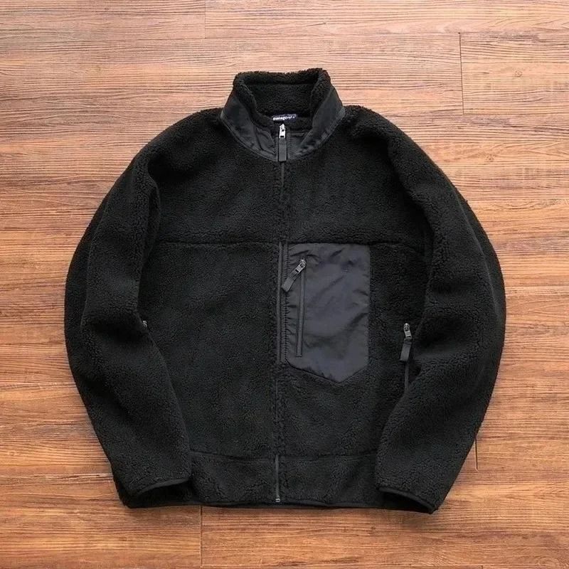 Unisex Polar Fleece Windproof Motorcycle Jacket Double Sided Winter Riding Outerwear
