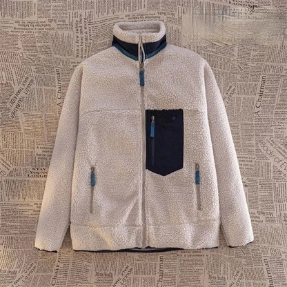 Unisex Polar Fleece Windproof Motorcycle Jacket Double Sided Winter Riding Outerwear
