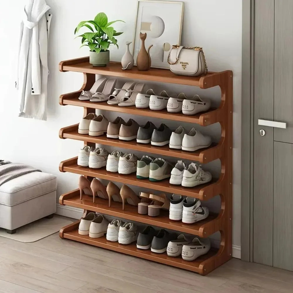 Wooden Shoe Cabinet, Multifunctional Bamboo Shoe Storage Rack, Simple Chinese Style Organizer