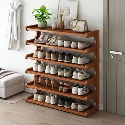 Wooden Shoe Cabinet, Multifunctional Bamboo Shoe Storage Rack, Simple Chinese Style Organizer