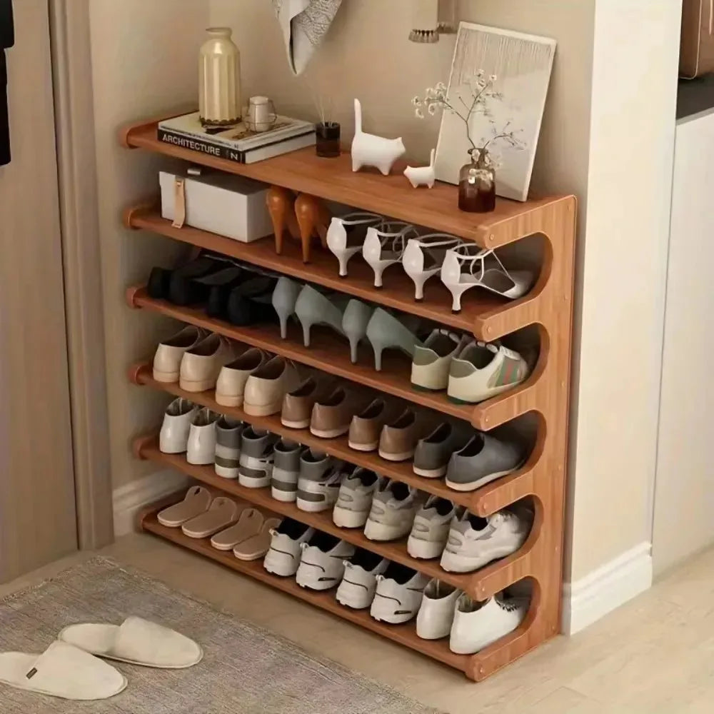 Wooden Shoe Cabinet, Multifunctional Bamboo Shoe Storage Rack, Simple Chinese Style Organizer