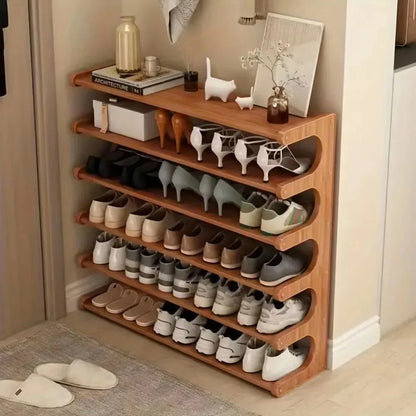 Wooden Shoe Cabinet, Multifunctional Bamboo Shoe Storage Rack, Simple Chinese Style Organizer