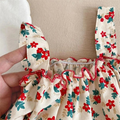 Girls Outfit Sets Summer Kids Casual Clothing For Girls, Fragmented Suspender Skirt + Shorts, Children Baby Girl