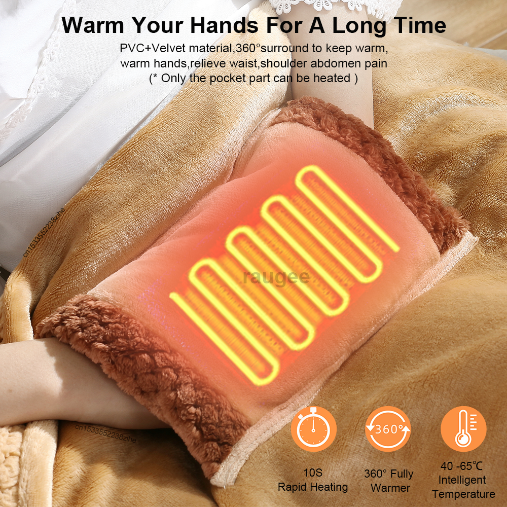 Warming Blanket USB Winter Body Heating Pad, Portable Electric Blanket and Rechargeable Hand Warmer for Home Office