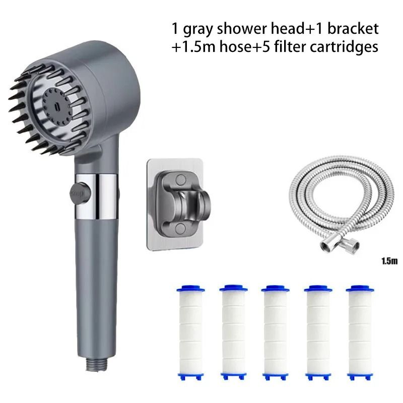 Filtered Shower Head with Four Spray Modes for Massage and Clean Water Flow