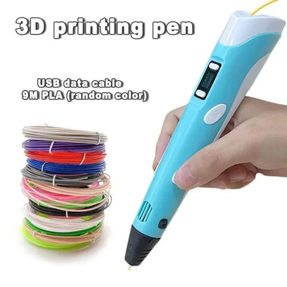 USB Rechargeable 3D Printing Pen with 9M PLA Filament for Kids and DIY Crafts