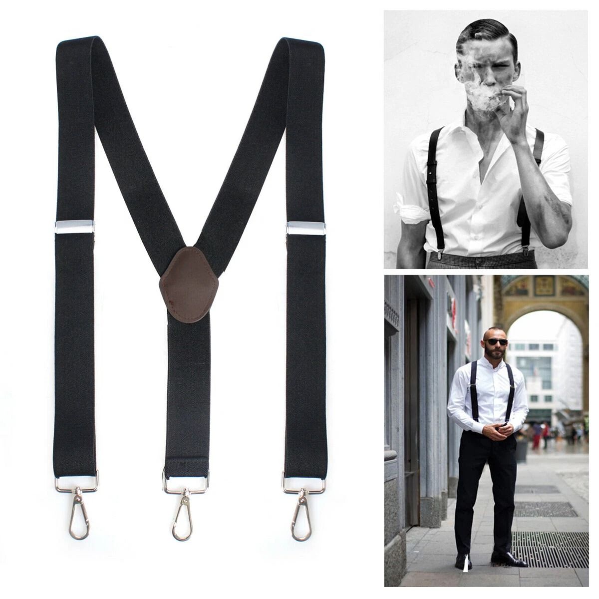 Heavy Duty Work Suspenders for Men | Adjustable Y-Back & Belt Hook