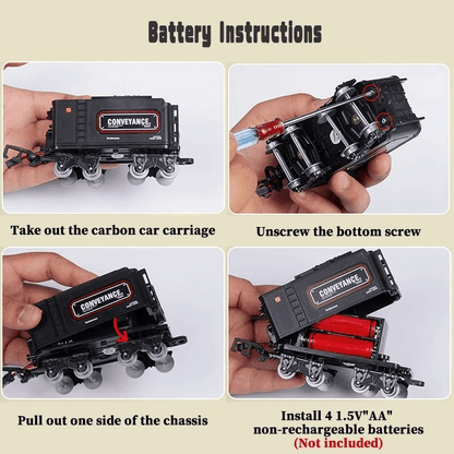 Electric Train Set With Steam, Lights & Sounds, Realistic Locomotive Toy for Kids