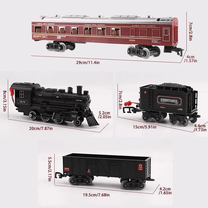Electric Train Set With Steam, Lights & Sounds, Realistic Locomotive Toy for Kids