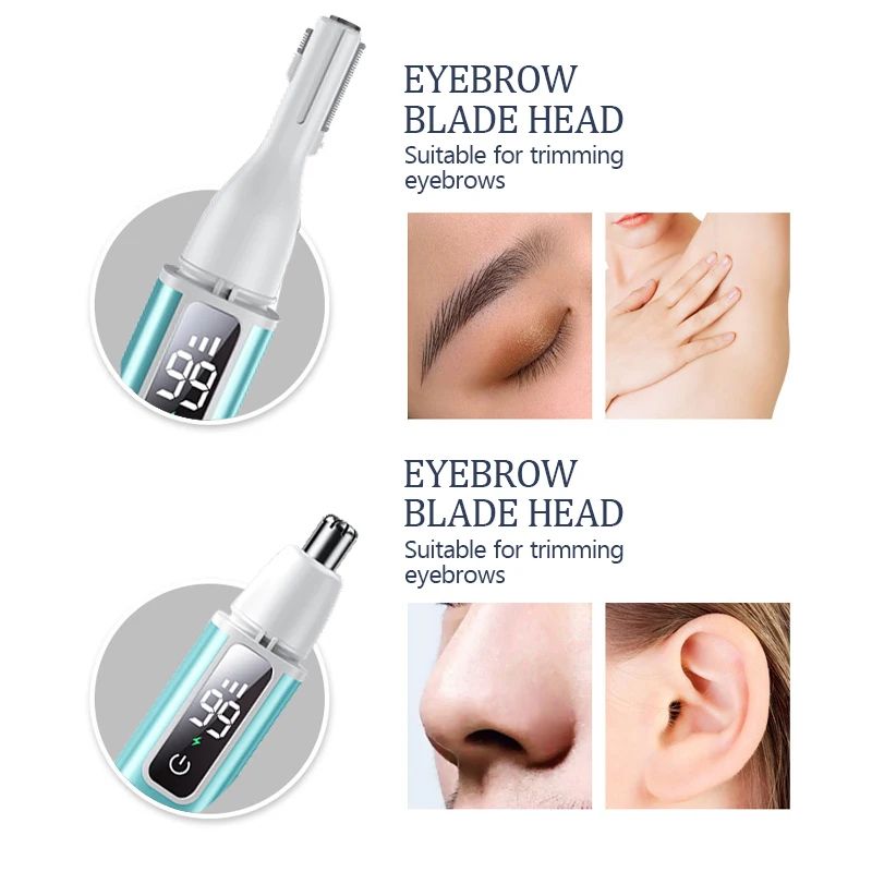 Rechargeable Electric Nose & Ear Hair Trimmer – Type-C Fast Charging Portable Facial Groomer for Eyebrow Trimming