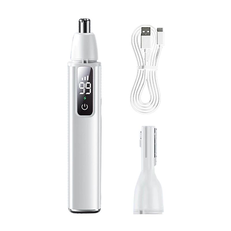 Rechargeable Electric Nose & Ear Hair Trimmer – Type-C Fast Charging Portable Facial Groomer for Eyebrow Trimming