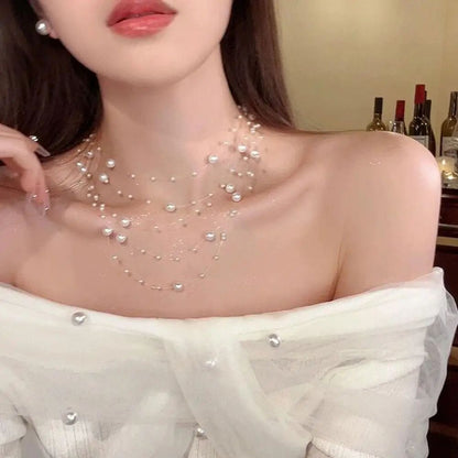 Elegant White Pearl Choker Necklace