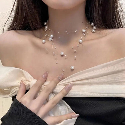 Elegant White Pearl Choker Necklace