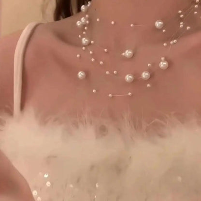 Elegant White Pearl Choker Necklace