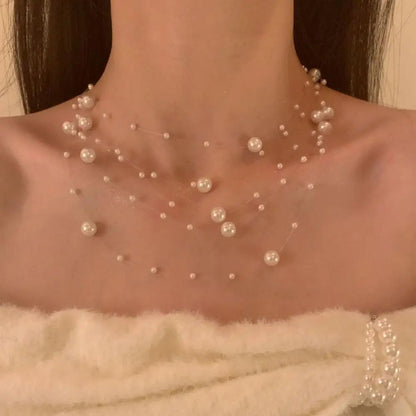 Elegant White Pearl Choker Necklace