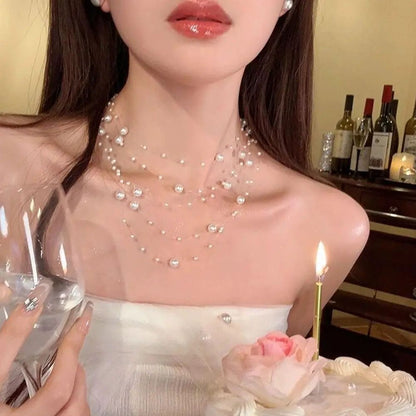 Elegant White Pearl Choker Necklace