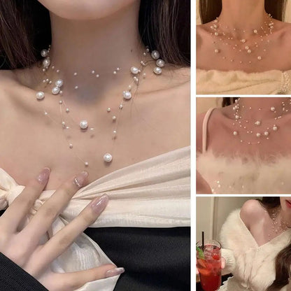 Elegant White Pearl Choker Necklace
