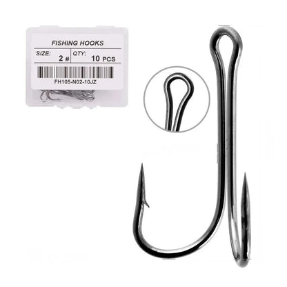 10 Piece Double Frog Fishing Hook Set High Carbon Steel Weedless Assist Hooks for Soft Lures and Jigs