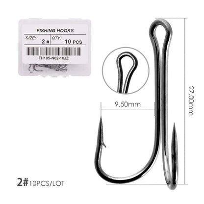 10 Piece Double Frog Fishing Hook Set High Carbon Steel Weedless Assist Hooks for Soft Lures and Jigs