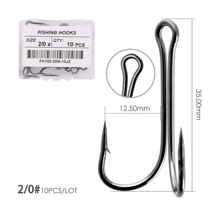 10 Piece Double Frog Fishing Hook Set High Carbon Steel Weedless Assist Hooks for Soft Lures and Jigs