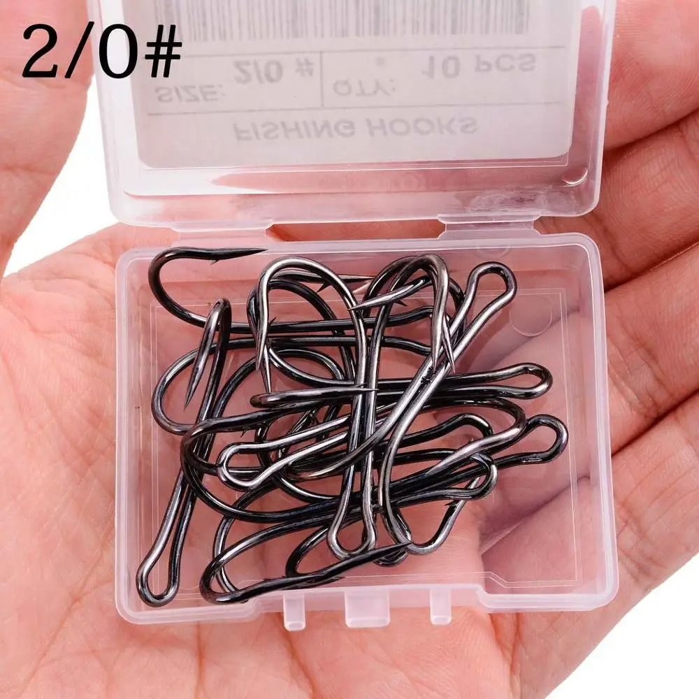 10 Piece Double Frog Fishing Hook Set High Carbon Steel Weedless Assist Hooks for Soft Lures and Jigs