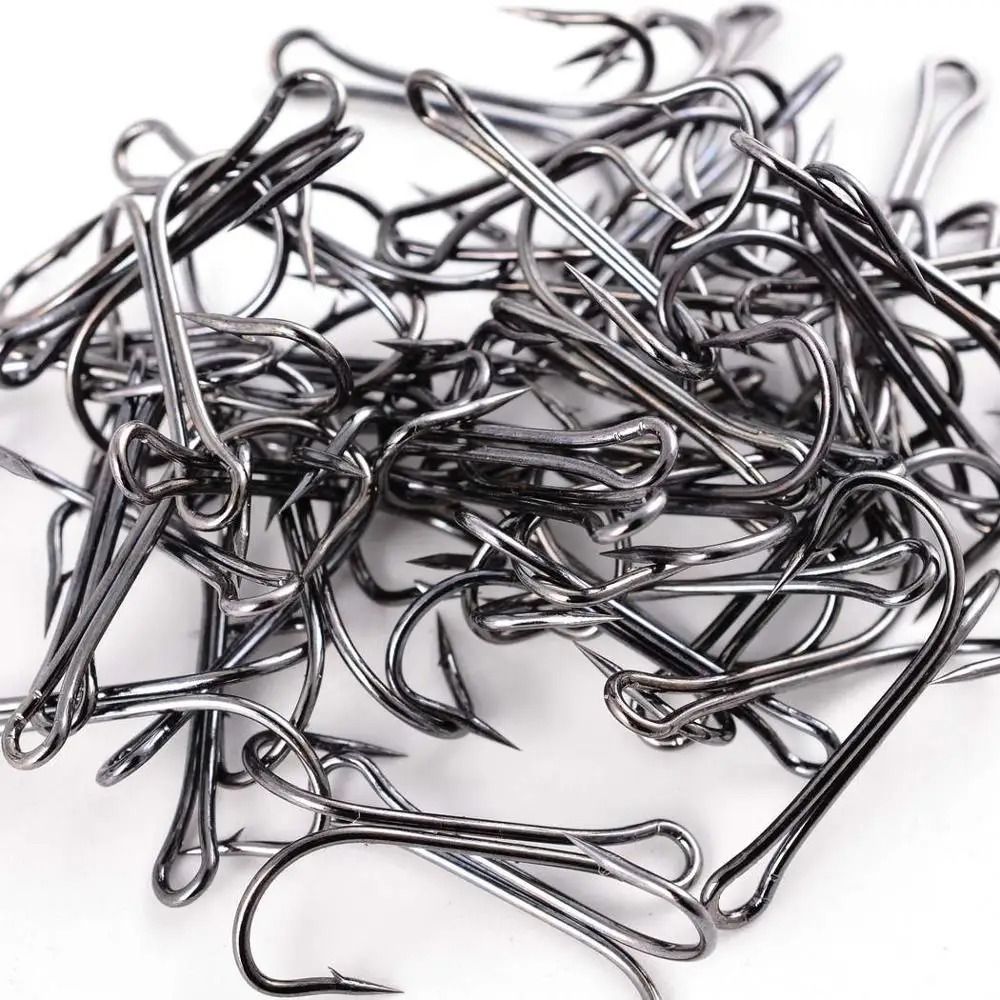 10 Piece Double Frog Fishing Hook Set High Carbon Steel Weedless Assist Hooks for Soft Lures and Jigs
