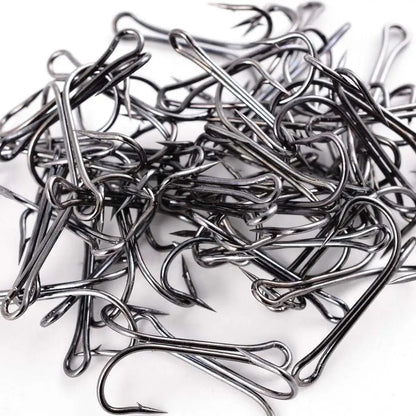 10 Piece Double Frog Fishing Hook Set High Carbon Steel Weedless Assist Hooks for Soft Lures and Jigs