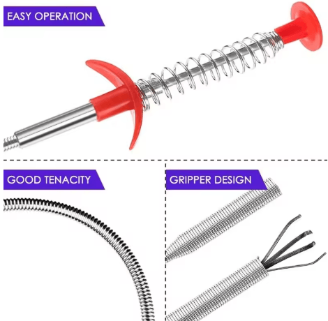 63 Inch Flexible Pickup Tool 4 Prong Grabber with Flexible Hose for Hard to Reach Areas