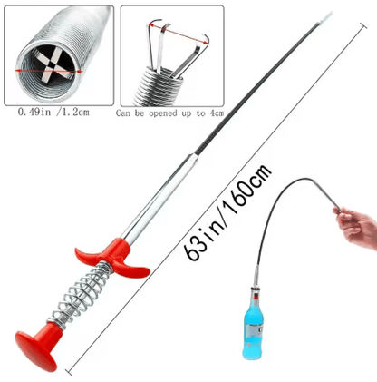 63 Inch Flexible Pickup Tool 4 Prong Grabber with Flexible Hose for Hard to Reach Areas