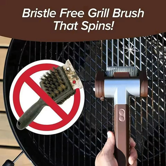 350RPM Cordless Electric Grill Cleaner with Replaceable Stainless Steel Roller Head