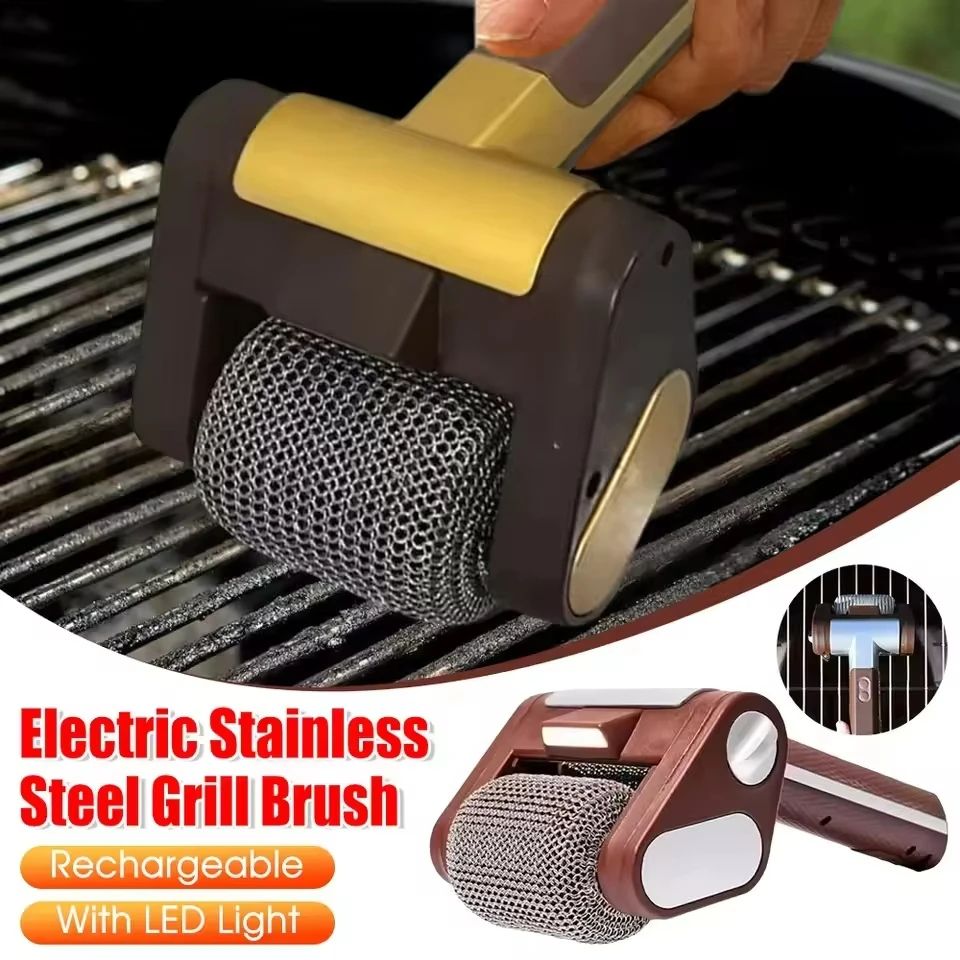 350RPM Cordless Electric Grill Cleaner with Replaceable Stainless Steel Roller Head