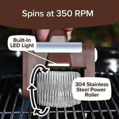 350RPM Cordless Electric Grill Cleaner with Replaceable Stainless Steel Roller Head